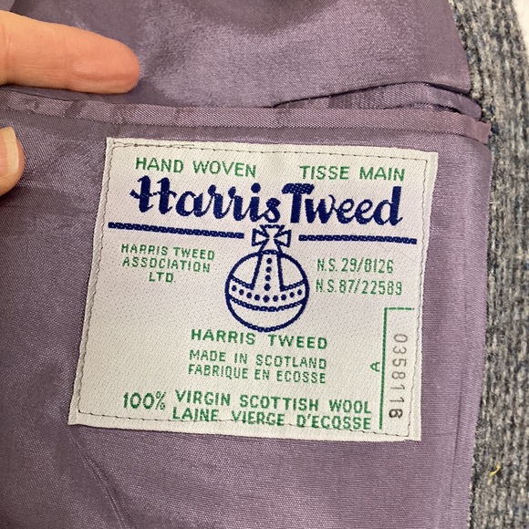 Vintage Harris Tweed Sport Coat Mens 44S Grey Blue Wool Retro Blazer Jacket - Picture 14 of 15